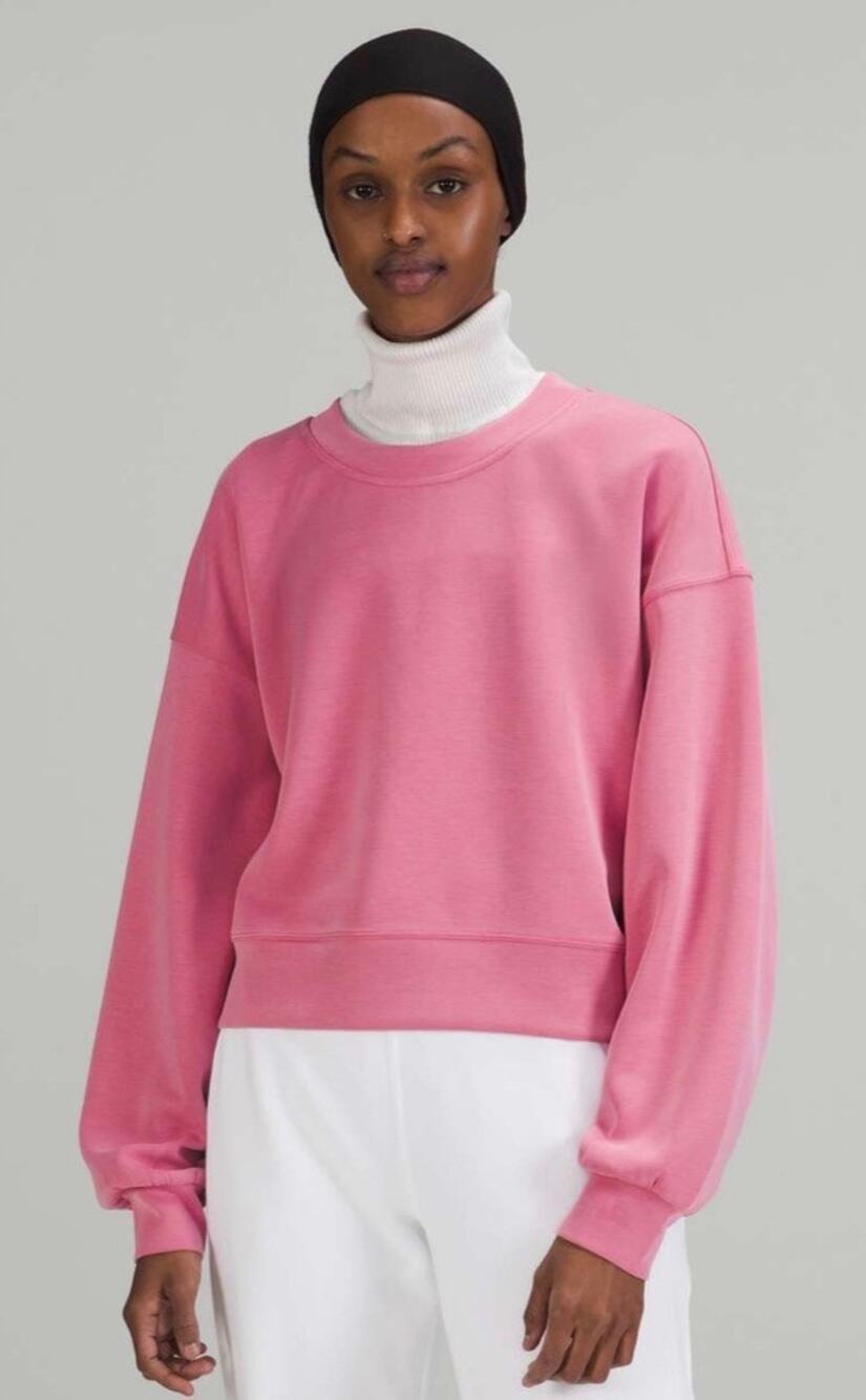 Lululemon Perfectly Oversized Cropped Crew Softstreme Pink Blossom Sweatshirt 4